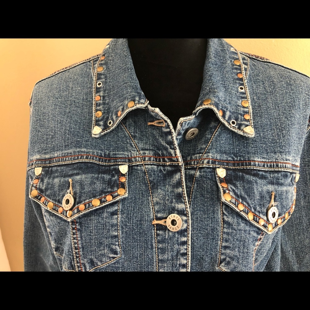 Ethyl Denim Studded Front Blue Jean Jacket